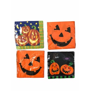 4 Packages Vintage Halloween Paper  Napkins NOS 88 Napkins Decoupage