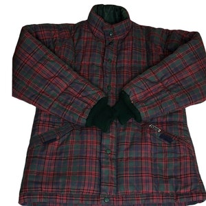 Vintage Original PUFFA Clothing Tartan Plaid Mens Full Zip Snap Front Jacket