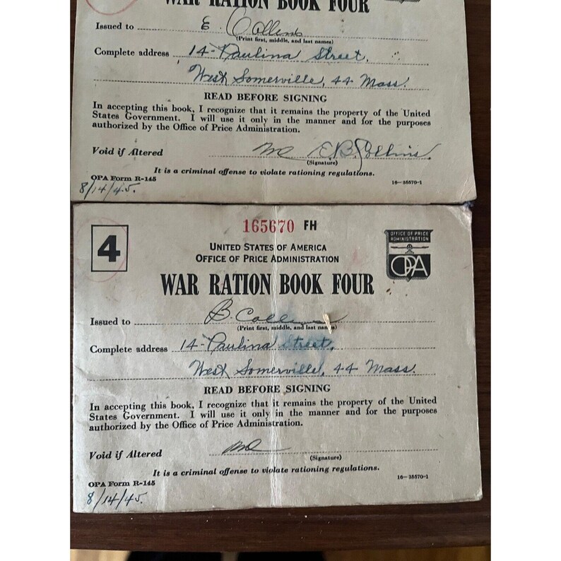 WW2 1945 War Ration Book Number 4 Conservative Ration Books Set of 3 - Etsy
