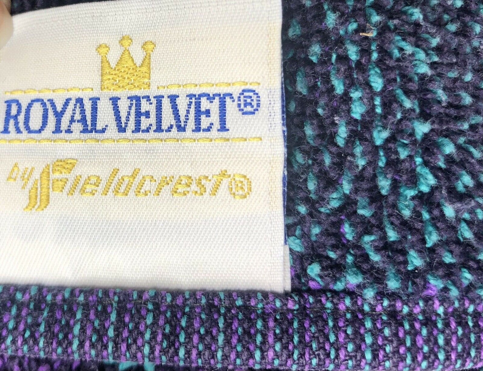 Vintage Royal Velvet By Fieldcrest Green Purple Paisley Hand Etsy