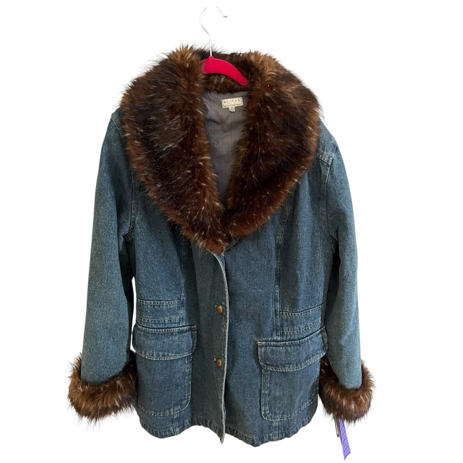 ジャケット・アウター CONNECTERS 10AW 11AW Y2K long coat Vintage Penny Lane Giacca Y2K Denim Jean Faux Fur Coat Jacket 1X
