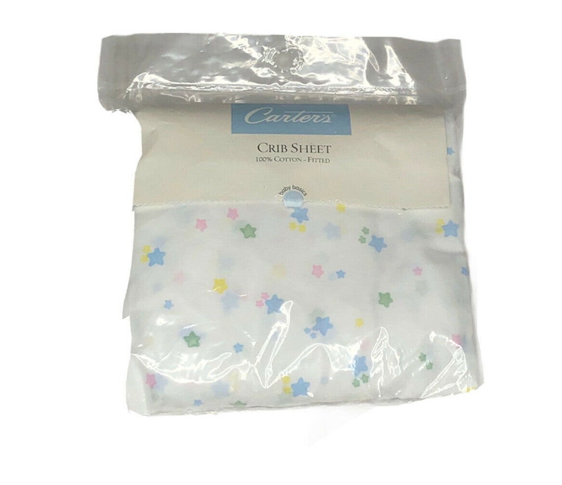Vintage Carters 100 Cotton Fitted Crib Sheet Multi Color Etsy