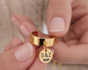 Anpassningsbar ring i rostfritt stål, guld, roséguld eller silver • Personlig ring till mamma, babyshower-present, mors dag...