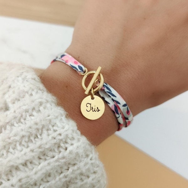 Personalized Liberty cord bracelet with engravable charms and clasp • Name bracelet, Baby gift, Gift for her