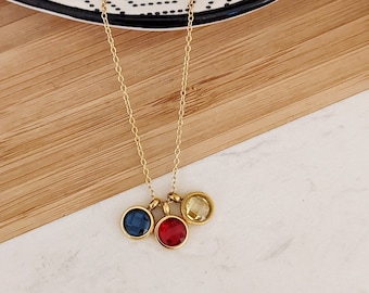 Collier personnalisé avec pierres de naissance au choix en acier  • Collier pour maman, Cadeau naissance, Cadeau maman, Saint Valentin