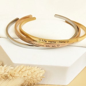Open bangle bracelet to personalize with engraving of your choice Bangle bracelet for mom, Grandmother's Day, Mother's Day, mom gift image 2