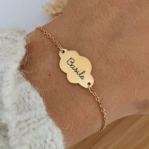 Bracelet with cloud medal to engrave in stainless steel • Personalized bracelet, Birth gift, Mom gift, Valentine&#39;s Day, child