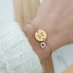 Bracelet with medal to engrave with gold stainless steel chain • Personalized bracelet, Birth gift, Mom gift, Valentine's Day