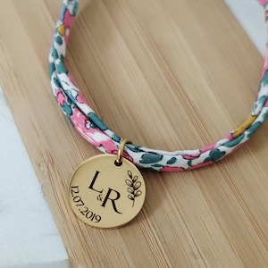 Gepersonaliseerde armband met medaille voor bruiloft - Liberty-armband, armband met medaille, huwelijksketting, huwelijkscadeau, getuigecadeau