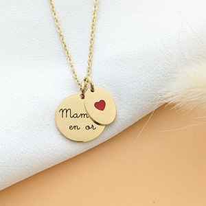 Customizable necklace with stainless steel heart medal • Personalized necklace for mom, grandma, godmother, birth gift