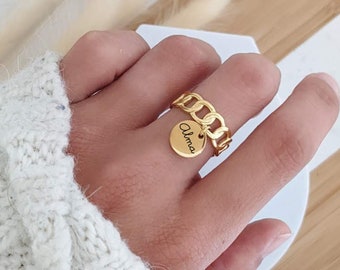 Anpassningsbar ring i rostfritt stål, guld, roséguld eller silver • Personlig ring till mamma, babyshower-present, mors dag...