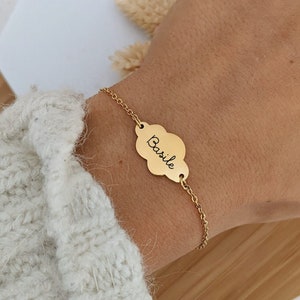 Bracelet with cloud medal to engrave in stainless steel Personalized bracelet, Birth gift, Mom gift, Valentine's Day, child image 3