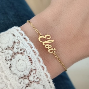 Pulsera personalizada cortada con nombre • Pulsera con nombre, pulsera de oro, pulsera de plata, pulsera con inicial, regalo de nacimiento, regalo para mamá