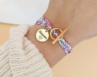 Bracciale in corda liberty personalizzato con medaglia da incidere e chiusura grande. • Bracciale con nome, regalo di nascita, festa della mamma