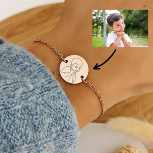 Bracelet with sketch to engrave from your photo • Personalized bracelet, Mother's Day gift, Grandmother's Day gift, mom
