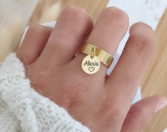 Anello personalizzabile in acciaio inossidabile oro, oro rosa o argento • Anello personalizzato per la mamma, regalo di nascita, festa della mamma...