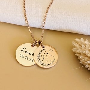 Customizable necklace with moon constellation to engrave • Personalized necklace, Birth gift, mother's or birth necklace