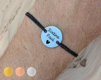 Bracciale da uomo in corda con medaglione in acciaio inossidabile • Bracciale personalizzato, regalo per baby shower, regalo per la festa del papà, regalo per addio al celibato