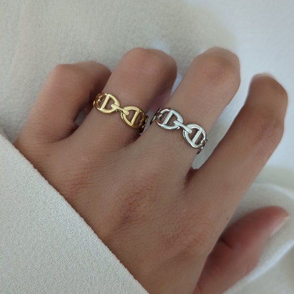 Bague Aliette - Bague acier inoxydable doré ou argenté tendance pour femmes