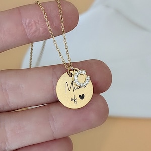 Collar de acero inoxidable personalizable para grabar con letra de strass • Collar personalizado, regalo de nacimiento, Día de la Madre...