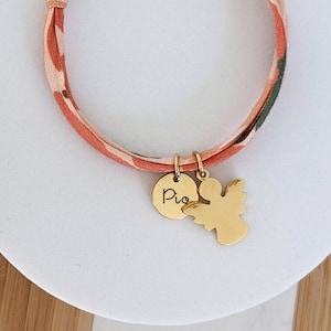Personalized bracelet with round medals to engrave and angel medal - Birth gift, women's jewelry, godmother gift, charm bracelet