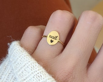 Anpassningsbar ring i rostfritt stål, guld, roséguld eller silver • Graverbar ring för mamma, babyshower-present, mors dag...