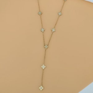 Flora necklace gold or silver long necklace with flower and rhinestones in stainless steel for women image 2