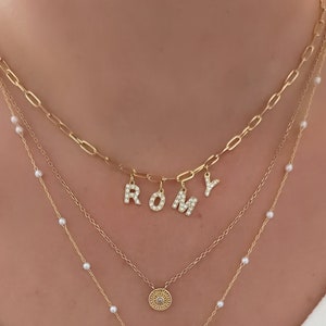Personalized link necklace with zircon letters to compose a first name First name necklace, birth gift, mom or birth necklace image 1