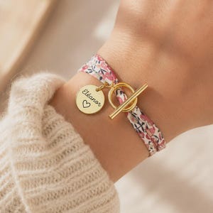 Personalized Liberty cord bracelet with engravable charm and large clasp • Name bracelet, Baby gift, Gift for her