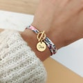 Personalized Liberty cord bracelet with medals to engrave and clasp • Name bracelet, Birth gift, gift for her product logo
