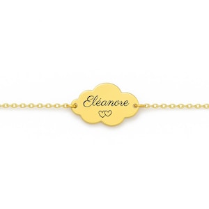 Pulsera de acero inoxidable con dije de nube grabable • Pulsera personalizada, regalo para baby shower, regalo para el Día de la Madre, regalo para el Día de San Valentín, regalo para niños
