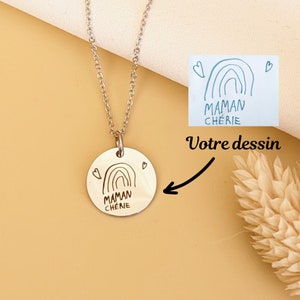 Collier personnalisé avec dessin unique – bijou gravé prénom, cadeau original art, collier portrait, idée cadeau femme