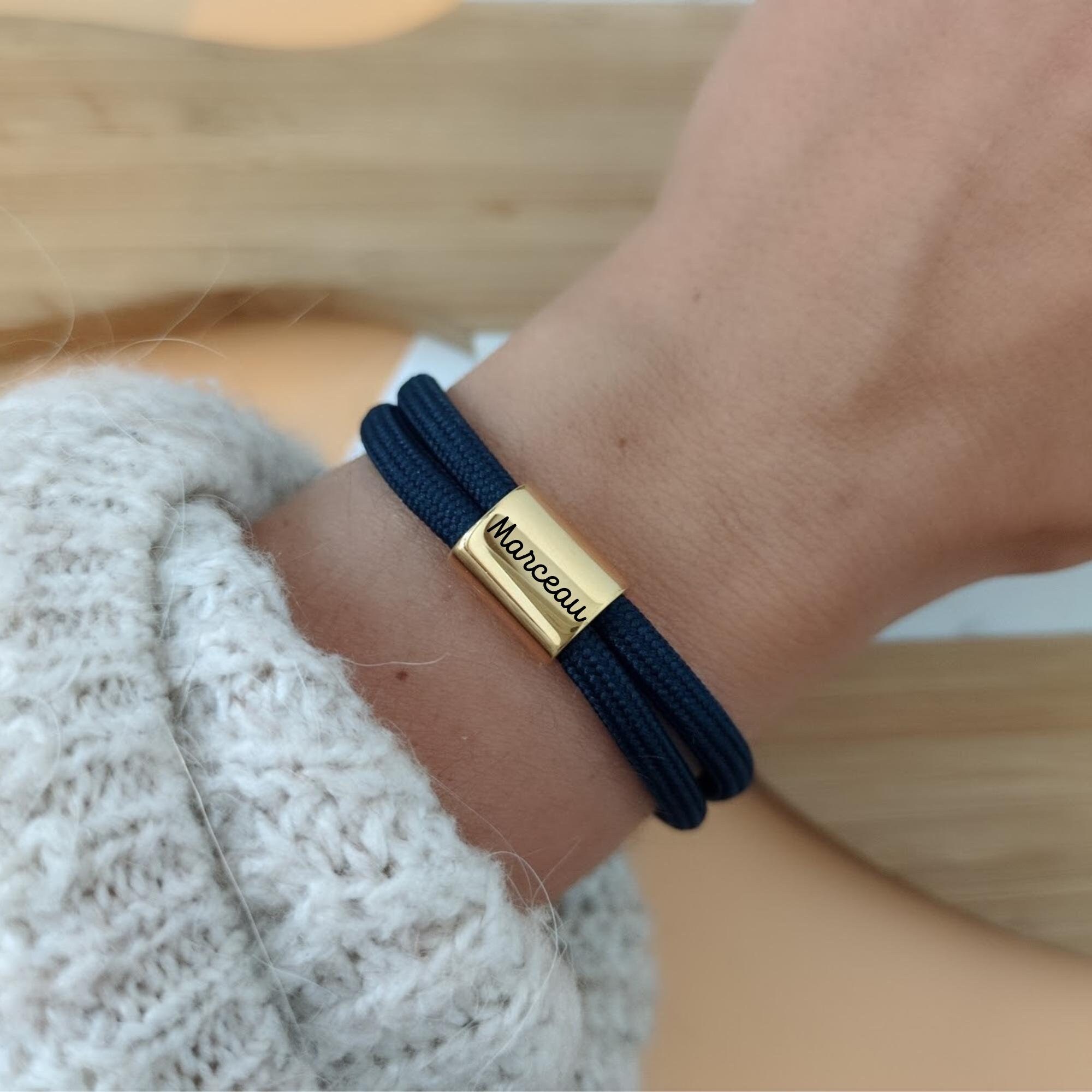 Women's cord bracelet with stainless steel medal • Bracelet for mom, Grandmother's Day, Mother's Day, mom gift