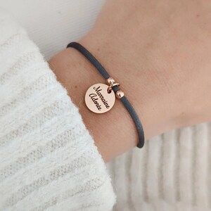 Personalized bracelet with medals to engrave and stainless steel beads Personalized bracelet for mom, godmother... image 3