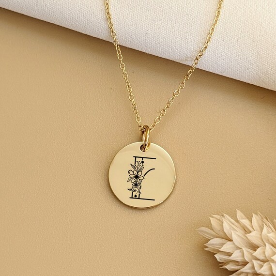 Collana Con Ciondolo Lettera Iniziale Personalizzata Con Incisione - Regalo Personalizzato Per Fidanzata, Migliore Amica, Damigella - Acciaio Inossidabile 316L
