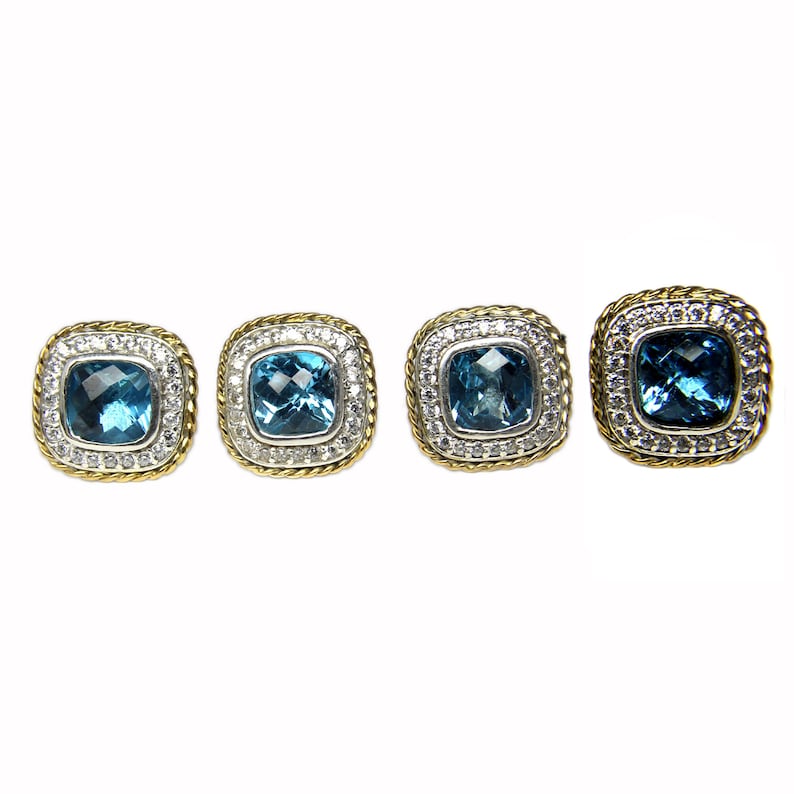 Natural Blue Topaz Cuff link-925 Sterling Silver Cufflink-Cushion Cut Blue Topaz Cufflink-Blue Topaz Cuff Button-Gift For Him-Men/'s Jewelry