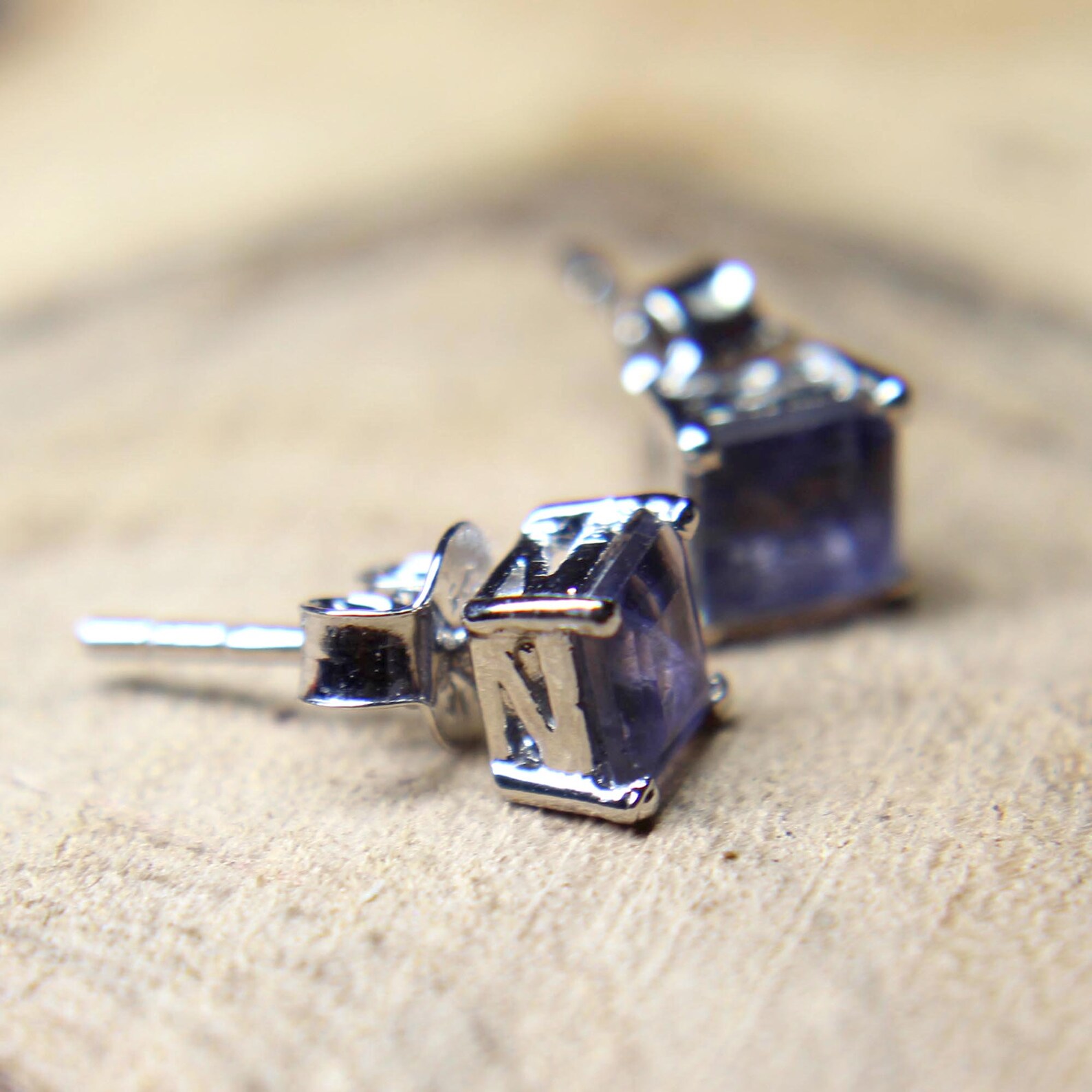 iolite stud earrings