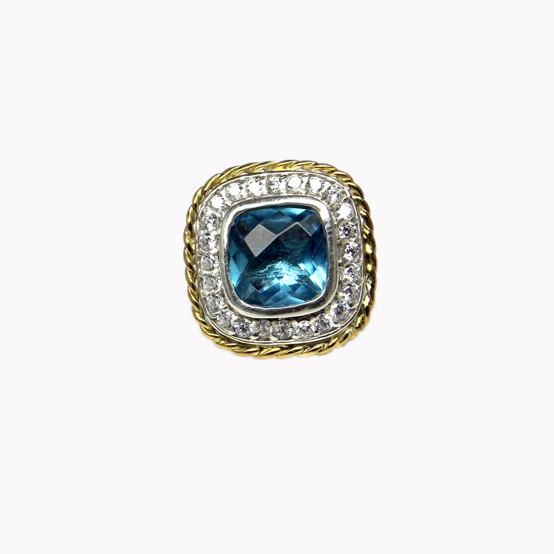 Natural Blue Topaz Cuff link-925 Sterling Silver Cufflink-Cushion Cut Blue Topaz Cufflink-Blue Topaz Cuff Button-Gift For Him-Men/'s Jewelry
