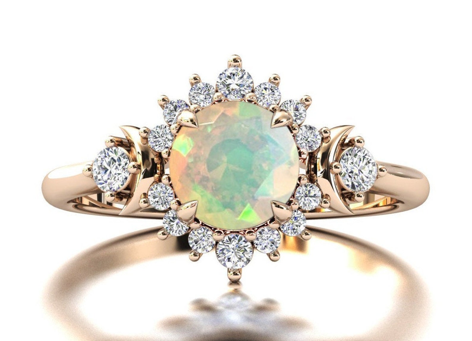 Natural Fire Opal Engagement Ring Antique Opal Wedding Ring Etsy