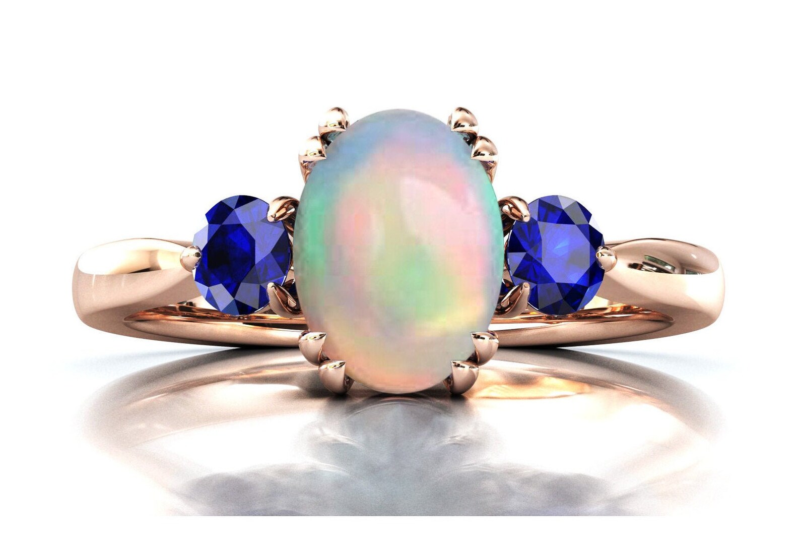 Natural Opal and Blue Sapphire Engagement Ring Vintage Opal Etsy