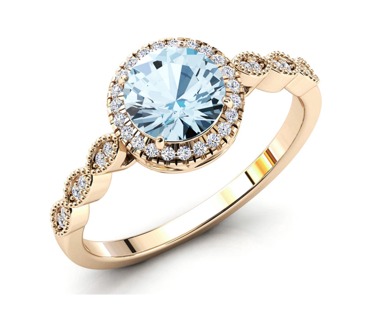 Natural Aquamarine Engagement Ring Women 925 Silver Aquamarine Etsy