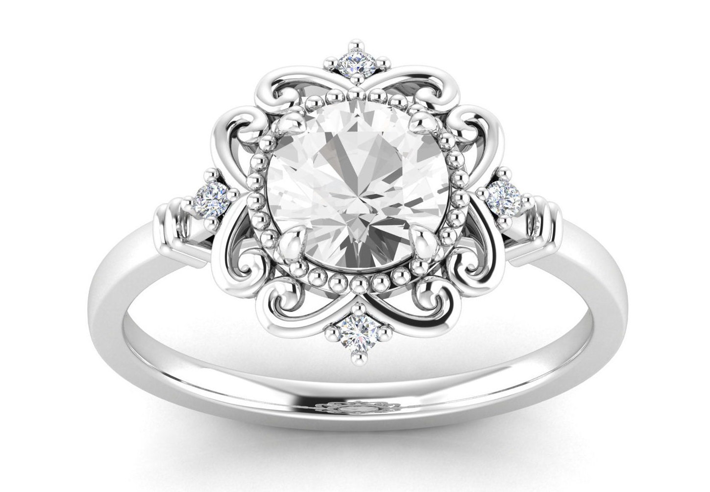 Natural White Topaz Engagement Ring Art Deco White Topaz Etsy