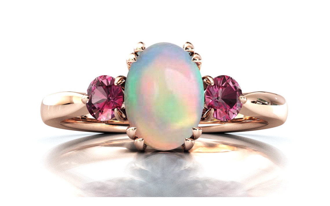 Unique Opal and Engagement Ring Vintage Opal Wedding Etsy