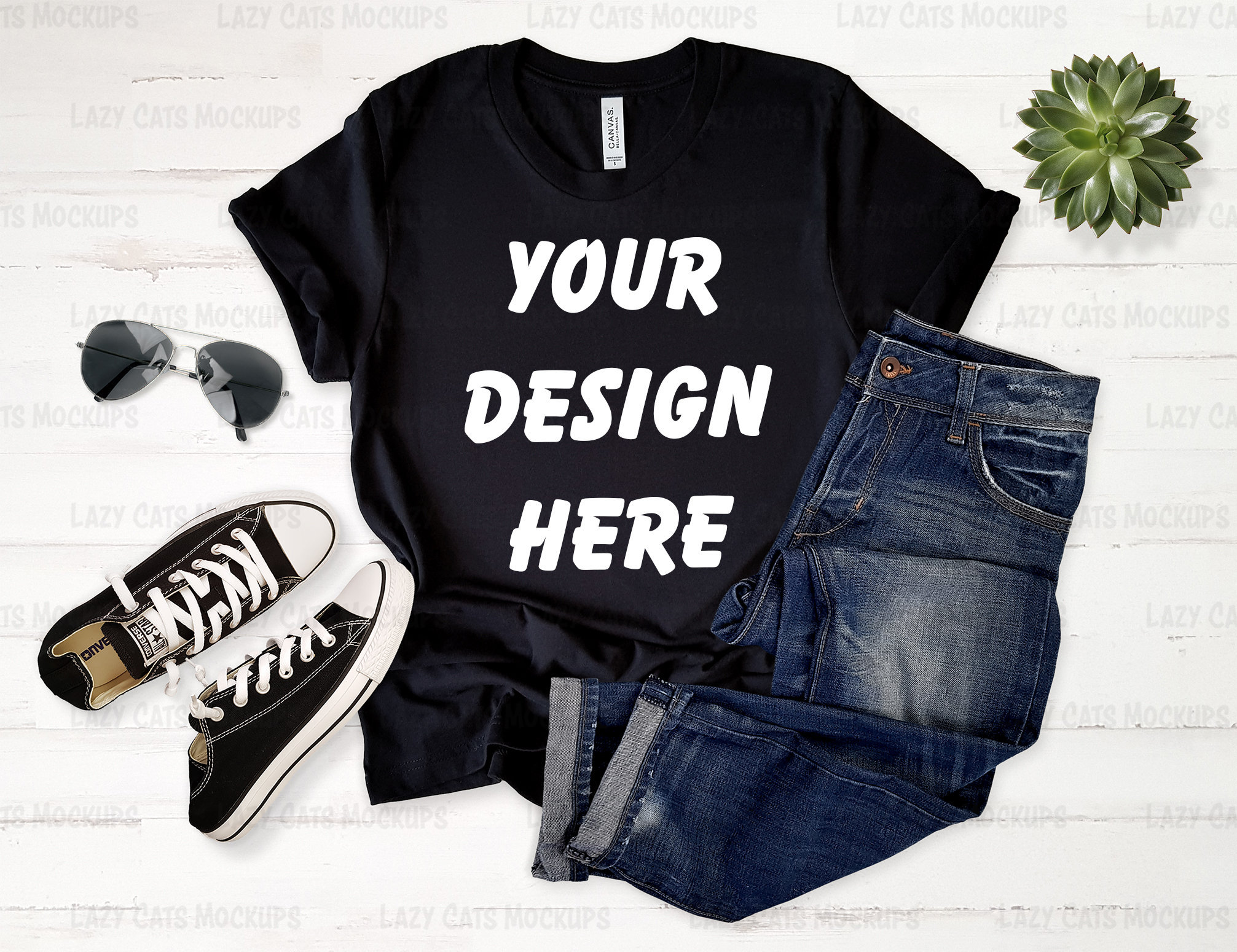 Black T-shirt Mock up Bella Canvas 3001 