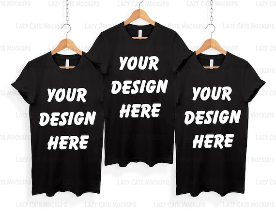 Download 3 Black T Shirts Bella Canvas 3001 Mock Up T Shirt Tee On Etsy