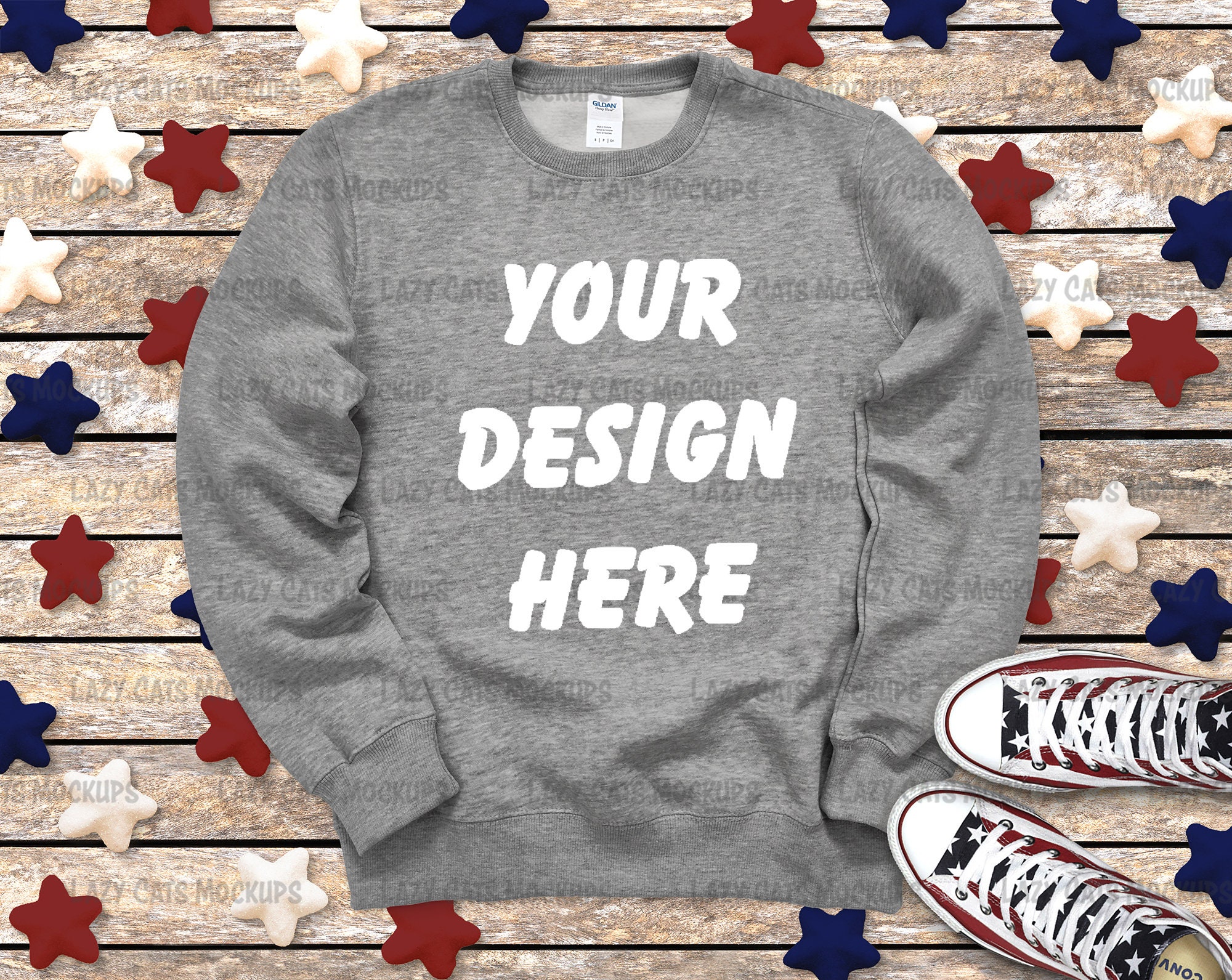 Sport Grey Crew Neck Gildan 18000 Sweatshirt Mock Up Flat Lay Etsy.de