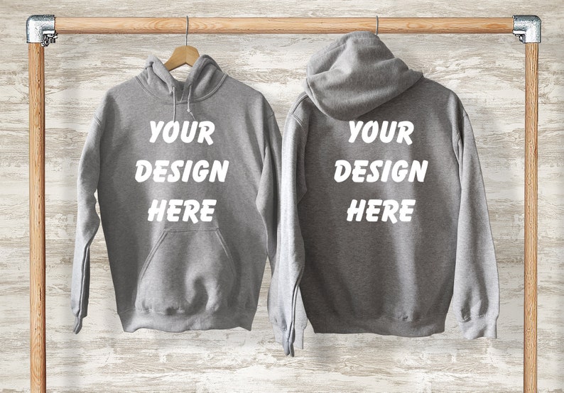 Download Grey Hoodie Mock Up Back Front on Hanger Image Adult Sport ...