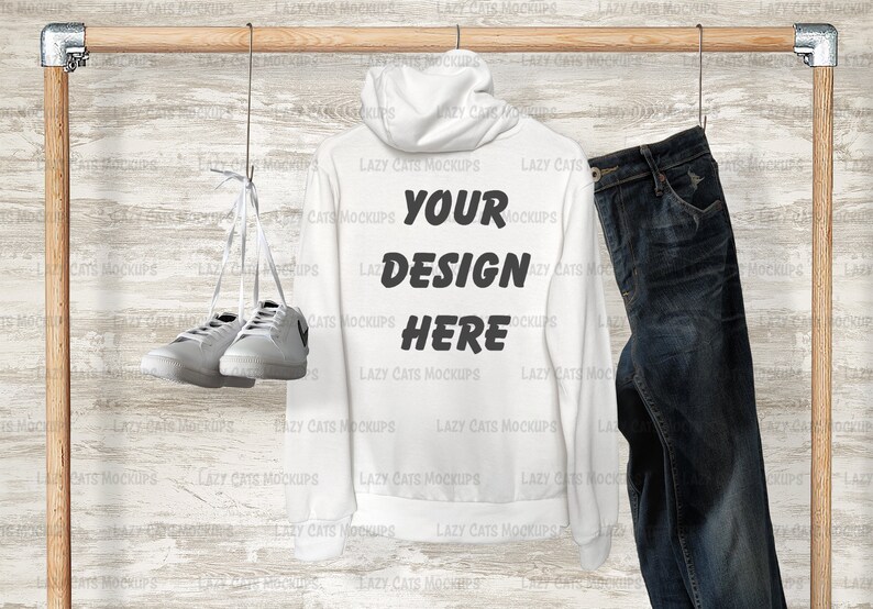 Download Back White Hoodie Mock Up Gildan 18500 Mock up Sweatshirt ...