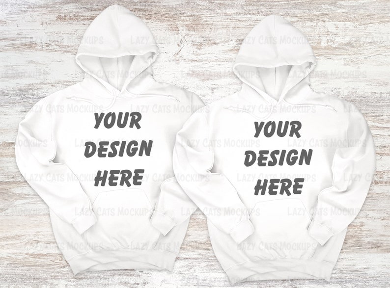 Download Front and back white Hoodie Mock Up Gildan 18500 Mock up ...