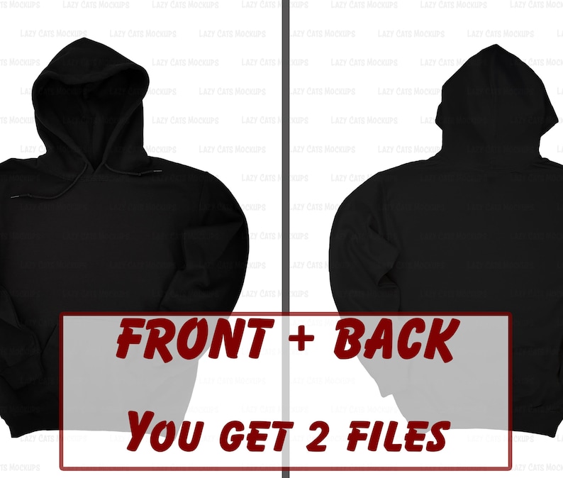 Download Black Front & Back Hoodie Mockup Gildan 18500 Mock up | Etsy